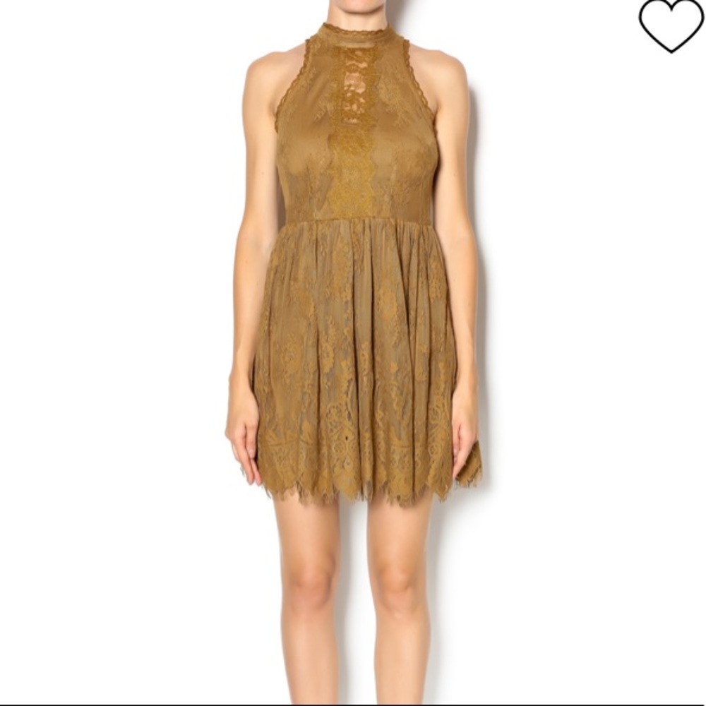 FREE PEOPLE GOLD LACE DRESS